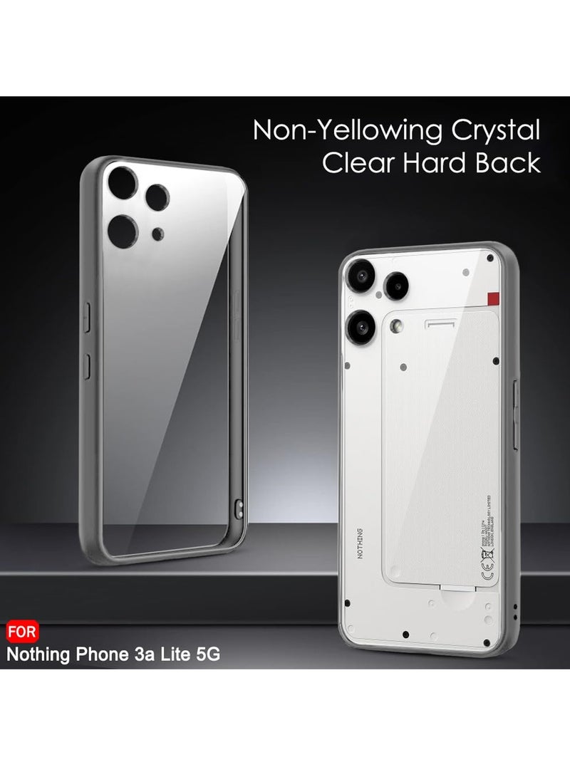 دبليو تيك غطاء هاتف Nothing Phone (3a) Lite 5G 2025 من السيليكون الهجين TPU مع حماية رفيعة للكاميرا مرتفعة (MCAPSA) - شفاف/رمادي - Image 2