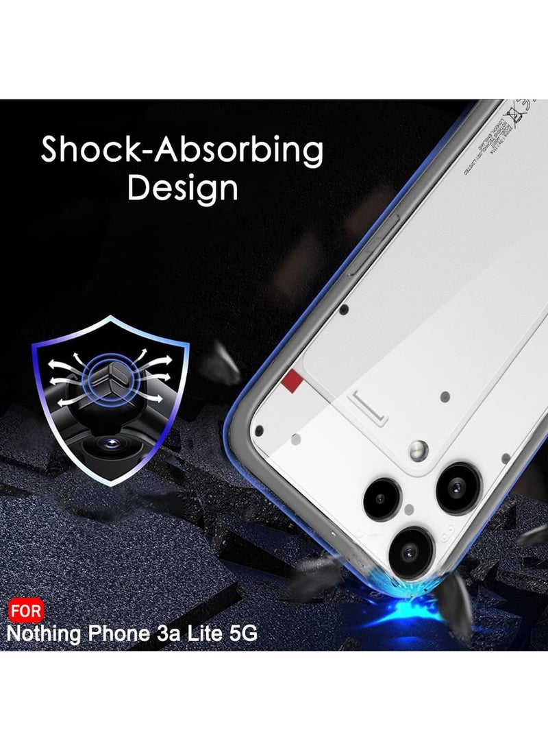 دبليو تيك غطاء هاتف Nothing Phone (3a) Lite 5G 2025 من السيليكون الهجين TPU مع حماية رفيعة للكاميرا مرتفعة (MCAPSA) - شفاف/رمادي - Image 4