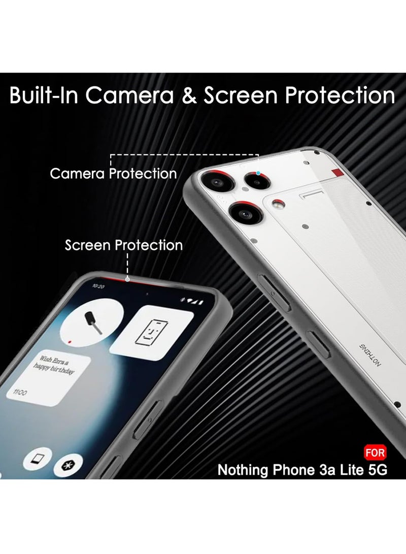 دبليو تيك غطاء هاتف Nothing Phone (3a) Lite 5G 2025 من السيليكون الهجين TPU مع حماية رفيعة للكاميرا مرتفعة (MCAPSA) - شفاف/رمادي - Image 3