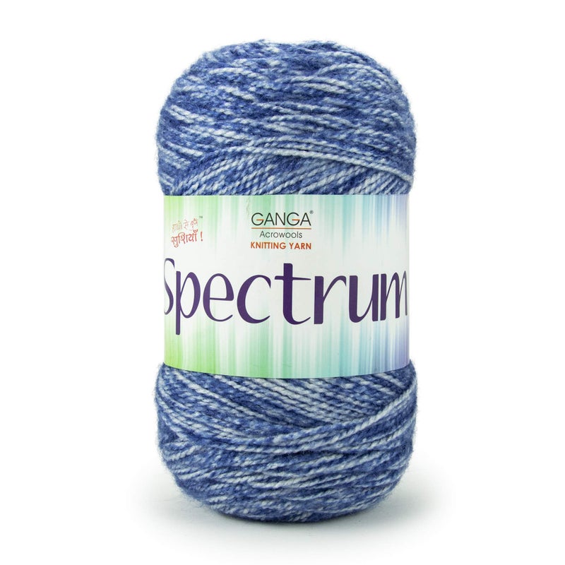 Ganga Acrowools Spectrum Yarn - 100% Acrylic, 240mtr, Pack of 2 Balls - 100gm Each (Blue) - Image 4