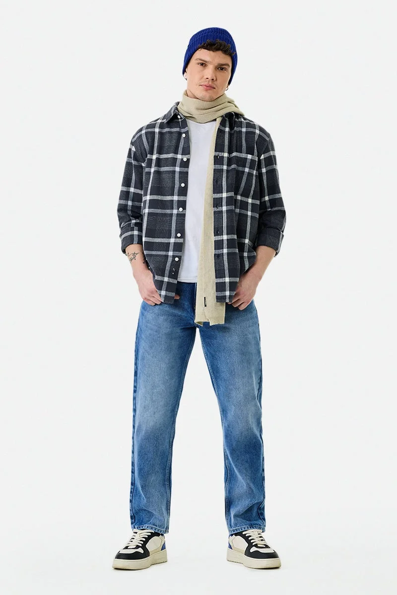SNITCH Grey Checkered Long Sleeve Regular Fit Shirt