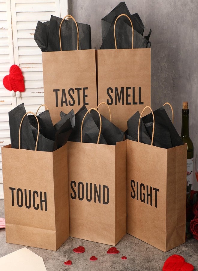 Kolldenn 5 Senses Gift Bags for Him for Her with 10 Pcs Tissue Paper, Paper Bags with Handles Five Senses Gifts for Valentines Christmas Birthday Wedding Anniversary (Kraft,8.3 x 4.3 x 10.6 Inch - Image 3