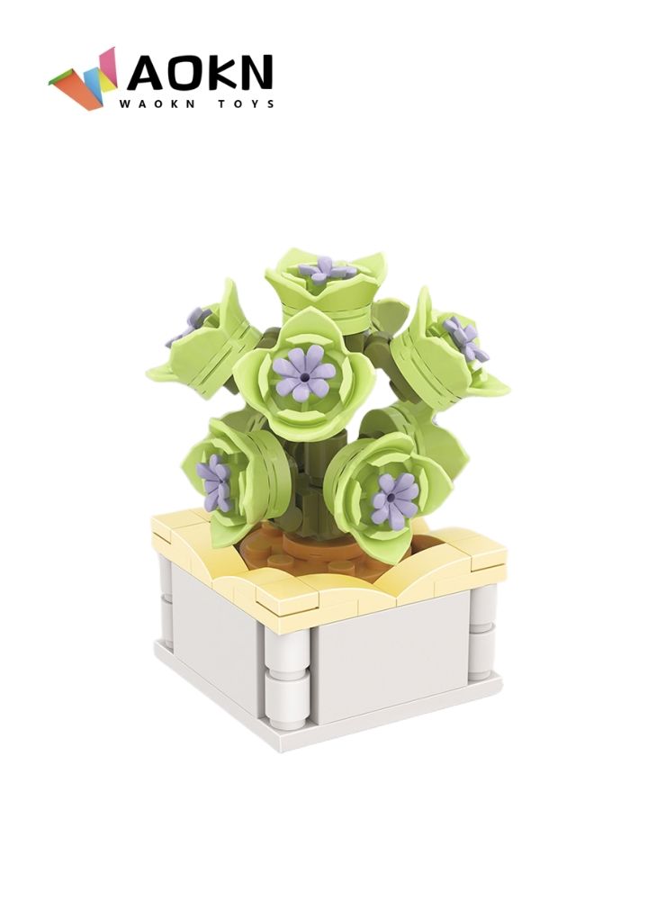 WAOKN New Creative Assembly Simulation Flowers Pot Small Particle Building Blocks Creative Art Decoration Gift