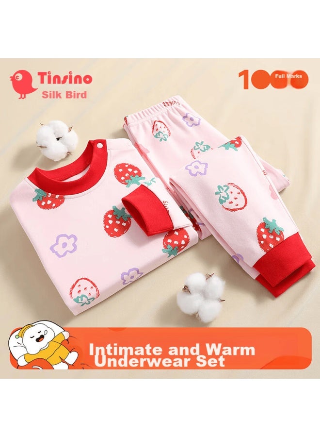 Tinsino Children's Pajamas, Boys And Girls Underwear Set, Cotton Sleepwear For Young Kids, Home Wear, Children's Clothing, Pink Little Pig And Bear Desig - Image 1