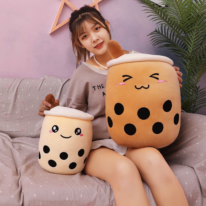 Cute Plush Boba Milk tea Filled Tea Cup Pillow Soft Bubble Tea Cup Plush Toy Kawaii Cartoon Gifts For Children Home Decor Original Cushion Cuddling To Sleep Office Nap Gift Girls Pillow Gray Shy - Image 4