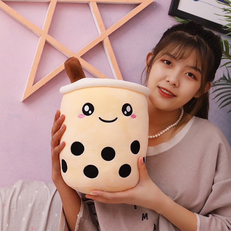 Cute Plush Boba Milk tea Filled Tea Cup Pillow Soft Bubble Tea Cup Plush Toy Kawaii Cartoon Gifts For Children Home Decor Original Cushion Cuddling To Sleep Office Nap Gift Girls Pillow Gray Shy - Image 1