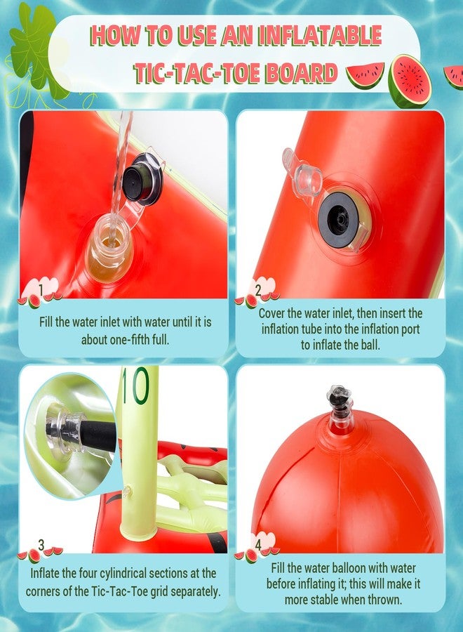 JHMFDDSB Pool Toys Games Set, 2 in 1 Giant Inflatable Pool Tic Tac Toe Game & Ring Toss with Combined Inflation & Water Filling Valve for Adults Kids Family, Shallow Water Beach Yard Activities - Image 3