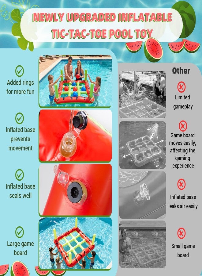 JHMFDDSB Pool Toys Games Set, 2 in 1 Giant Inflatable Pool Tic Tac Toe Game & Ring Toss with Combined Inflation & Water Filling Valve for Adults Kids Family, Shallow Water Beach Yard Activities - Image 2