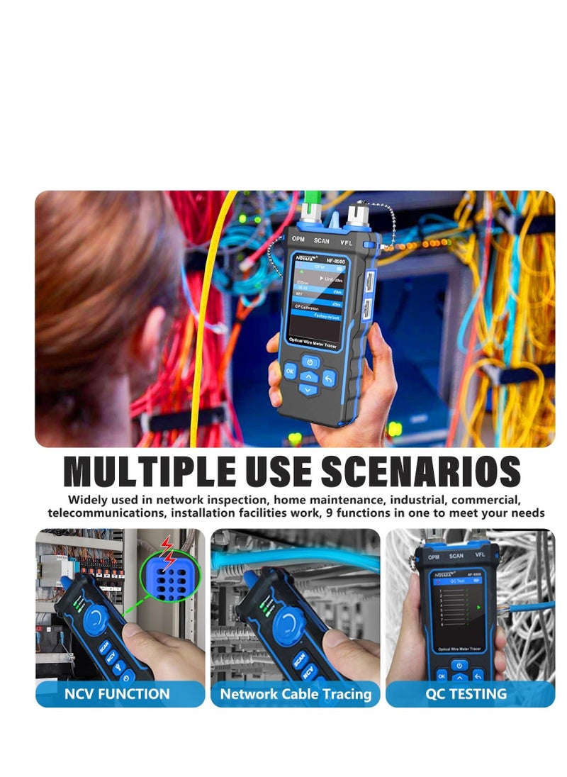 Network Cable Tester and Tracker, Fiber Tester, Network Cable Tester with Optical Power Meter VFL, RJ11 RJ45/PoE Tester/CAT5 CAT6/length Measurement, for Telephone, Ethernet, Video, PoE Tester  - Image 5