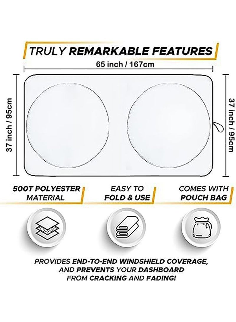 Front Windshield Sun Shade,Thicken 5-Layer UV Reflector Accordion Folding Auto Front Window Sunshade Visor Shield Cover and Keep Your Vehicle Cool,Auto Car Accessories Interior (65 x 37 inches) - Image 3