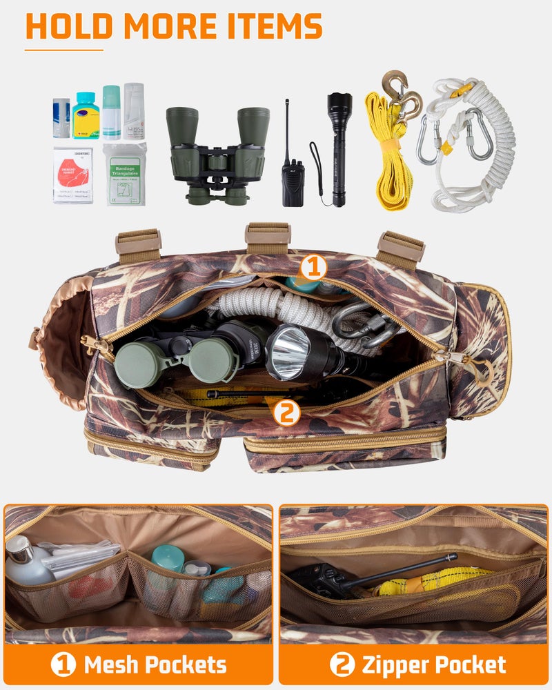 Smasrob Tree Stand Bag with Quieter Buckle Straps, Hunting Bag for Treestand with Multiple Pockets, Fits Most Tree Stands, ATV Bag, Camouflage - Image 2