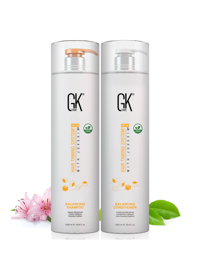 GK Hair Balancing Shampoo and Conditioner Sets (33.8 Fl Oz/1000ml) For Oily & Color Treated Hair Deep Cleansing Ideal for Over-Processed and Environmentally Stressed Hair  - Image 1