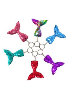 HONBAY 6Pcs Glitter Reversible Sequins Mermaid Tails Keychains Party Favors For Mermaid Themed Party  - Image 1