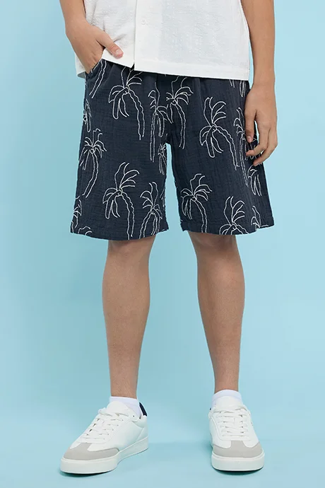 أر أند بي Embroidery Shorts with Drawstring Waist