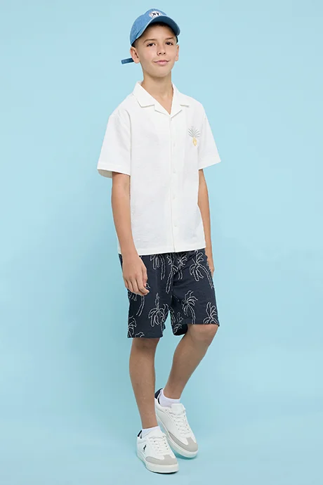 أر أند بي Embroidery Shorts with Drawstring Waist