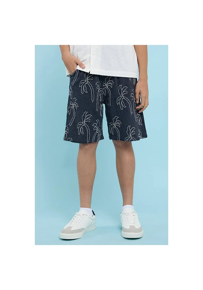 R&b Embroidery Shorts with Drawstring Waist
