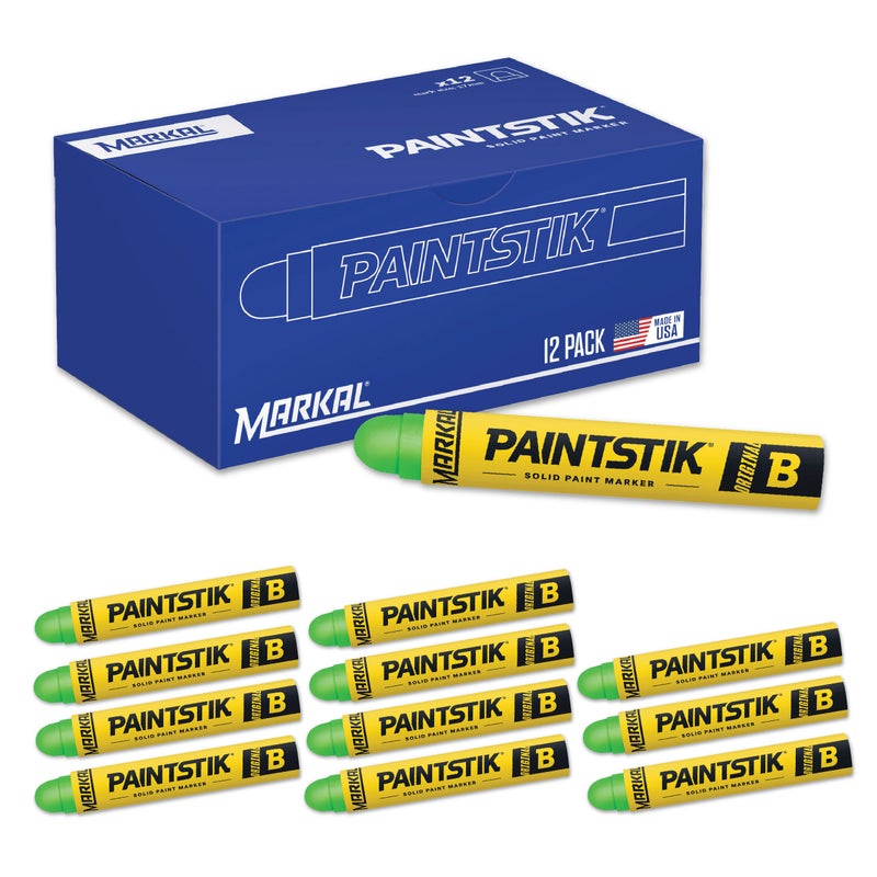 Markal 82836 F Paintstik - Rough Surfaces Solid Paint Marker, Flourescent Green (Pack of 12) - Image 1