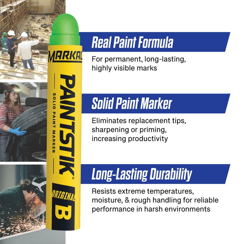 Markal 82836 F Paintstik - Rough Surfaces Solid Paint Marker, Flourescent Green (Pack of 12) - Image 2