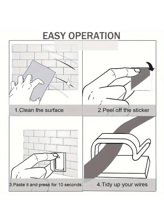 3M 100 Pcs Adhesive Cable Clips, Plastic Cable Cord Organizers Cable Storage Management Clip for Home Office - Black, White - Image 5