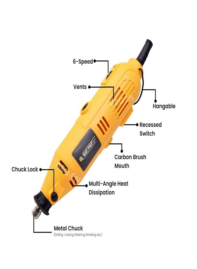 MAF PRO مجموعة أدوات دوارة صغيرة MAF PRO MG2525 مكونة من 252 قطعة | محرك قوي بقدرة 130 واط | سرعة متغيرة من 8000 إلى 30000 دورة في الدقيقة | مزودة بعمود مرن، وكوليت سريع التغيير | للقطع، والطحن، والتلميع، والحفر، والنقش - Image 2