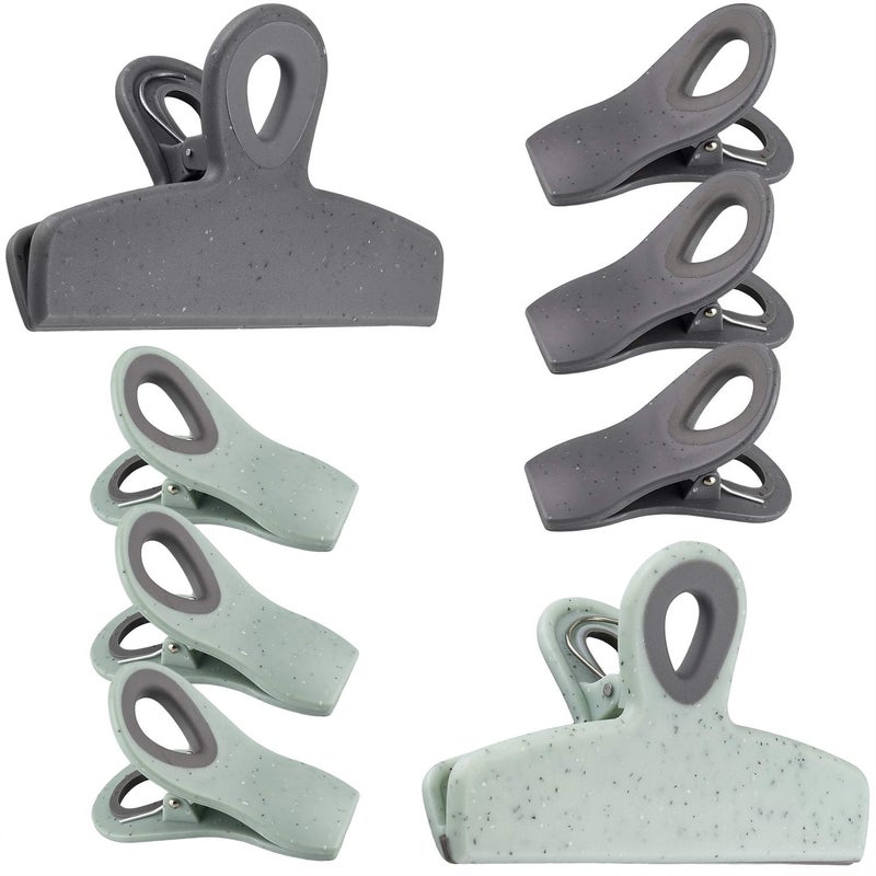 COOK WITH COLOR COOK WITH COLOR Bag Clips  Heavy Duty Chip Clip and Refrigerator Magnet Clips for Food Storage with Air Tight Seal Grip Speckled Gray  Teal 8 Pack 