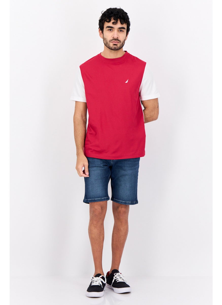Navtech By Nautica - Men Crew Neck Short Sleeve Brand Logo T-Shirt, Red - Image 1