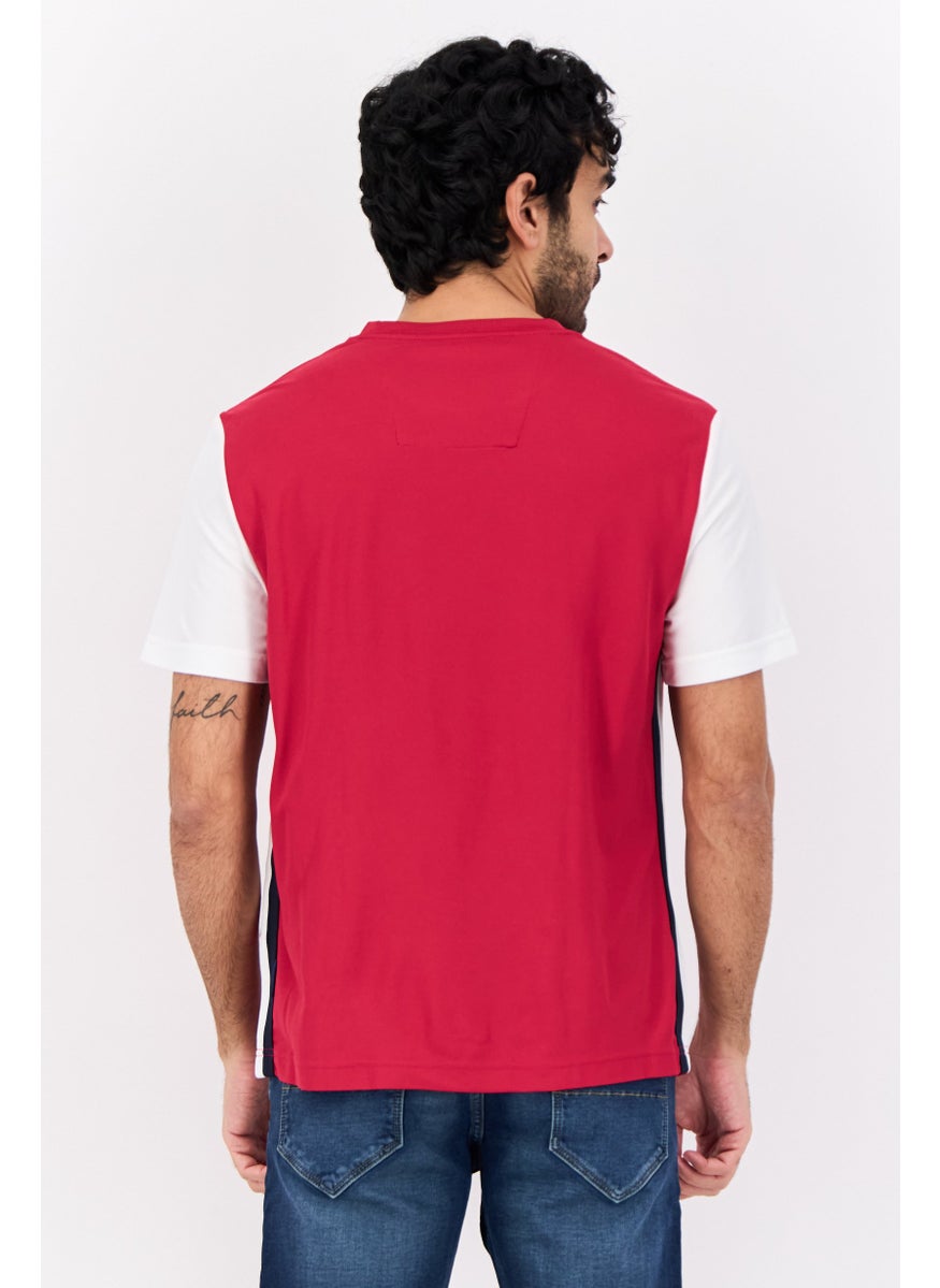 Navtech By Nautica - Men Crew Neck Short Sleeve Brand Logo T-Shirt, Red - Image 1