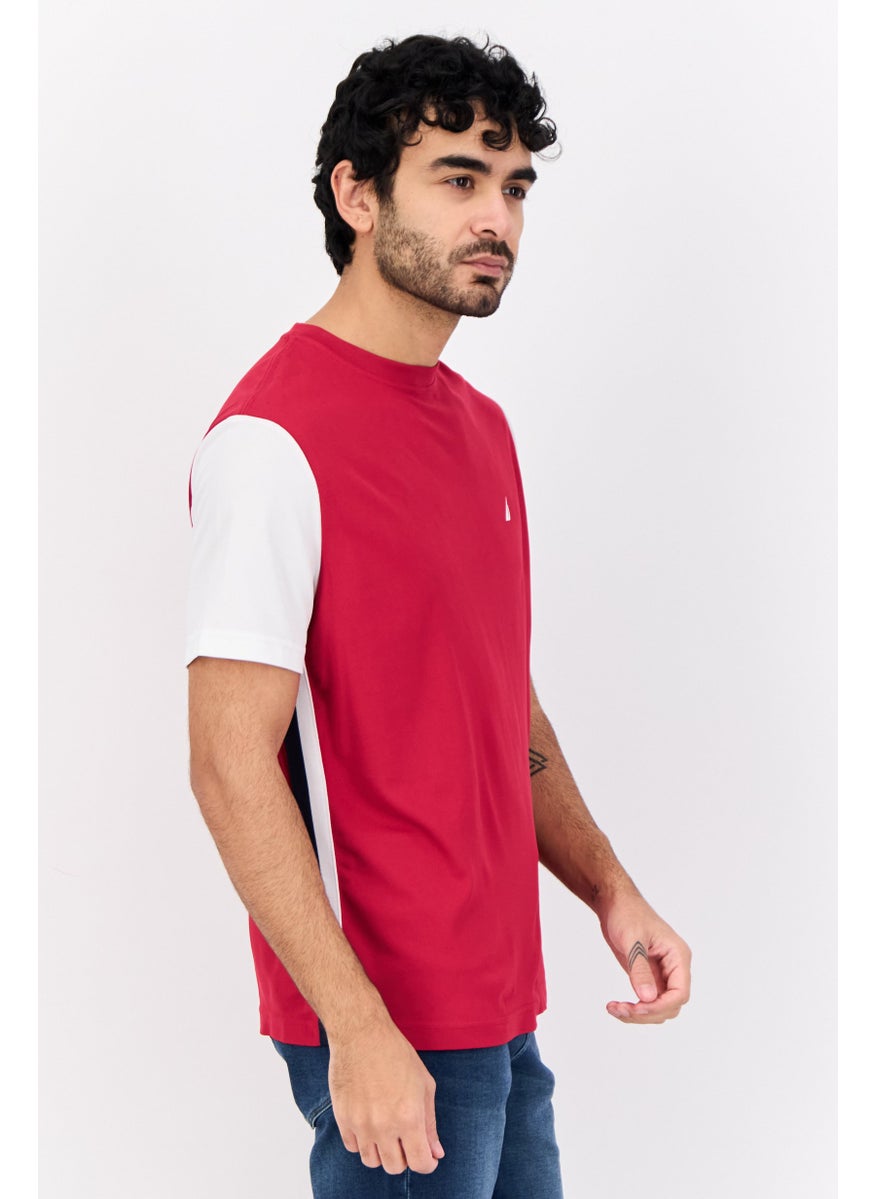 Navtech By Nautica - Men Crew Neck Short Sleeve Brand Logo T-Shirt, Red - Image 1