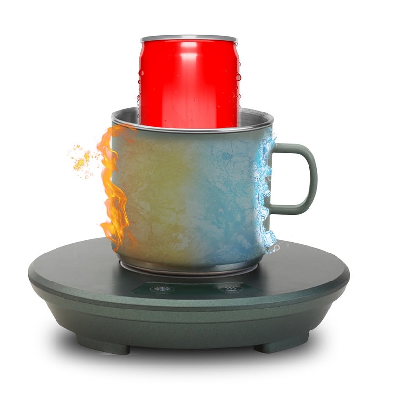 Coffee Mug Warmer and Cooler for Desk 2in1 Drink Chiller with Heating Mode USB Heating and Cooling Mat Coffee Tea Beverage Cans Cooler Warmer Heater Chilling Coaster with 11oz Mug Set