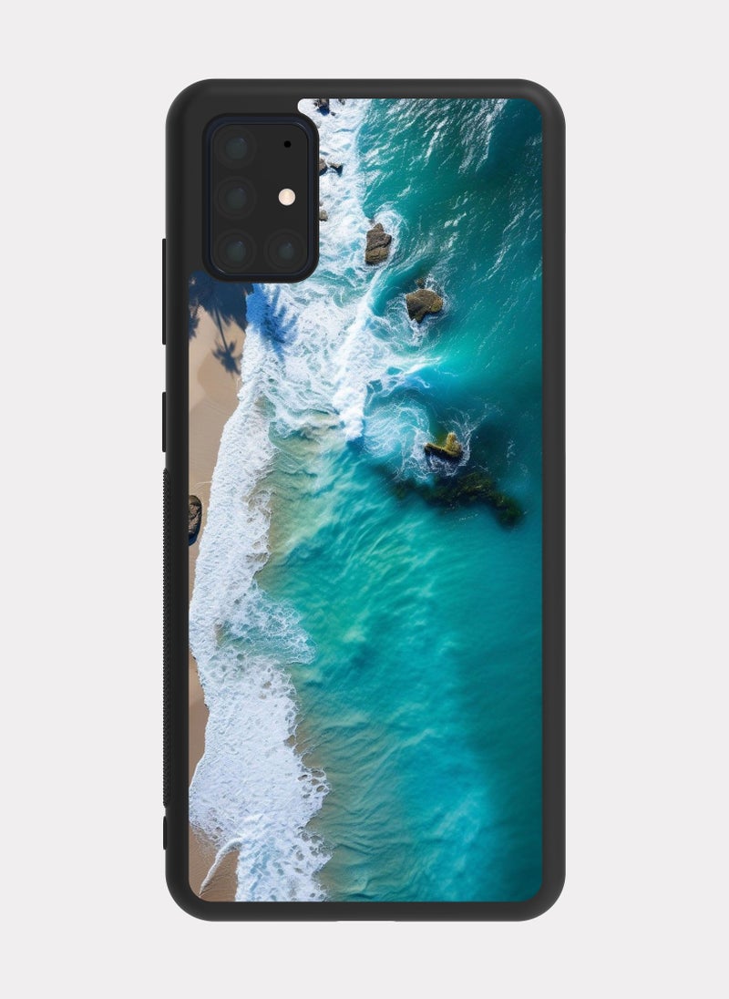 PXLAAT Samsung Galaxy A51 case cover Aerial View Of A Beach - Image 1