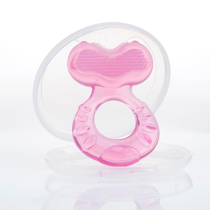 Nuby Silicone Teethe-EEZ Teether with Bristles, Includes Hygienic Case, Pink - Image 2