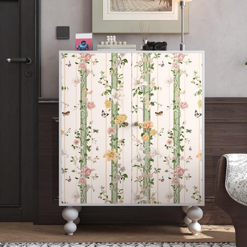 BOKEBEVE Extra Long Beige Pink Wallpaper Peel and Stick Boho Floral Contact Paper Renter Friendly Wall Paper for Tabletop Bathroom Shelf Liner Removable 17.5 x 393.5In - Image 5