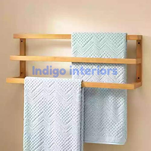 Indigo interiors Sheesham Wood Rustic Towel Rack (Brown) - Image 3