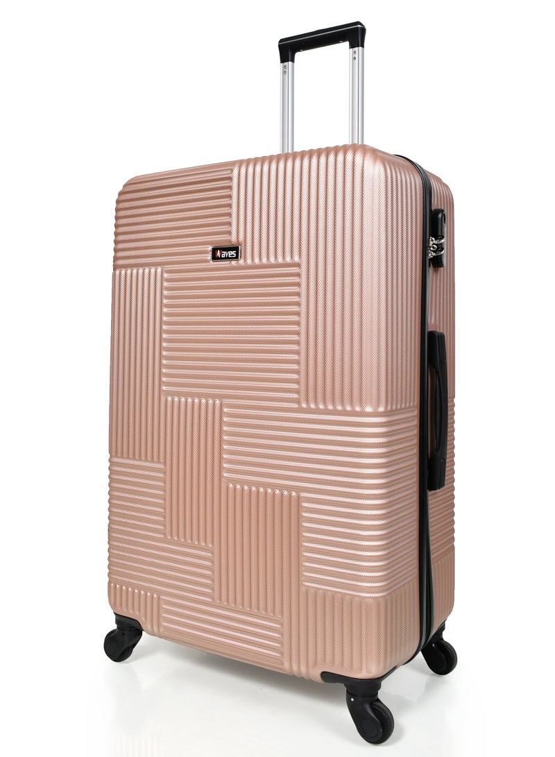 WAVES Hard-Side Luggage Set for Unisex Lightweight 4 Double Wheeled Suitcase with Built-In Type Lock (Set of 3 Pcs,ROSE GOLD) - Image 4