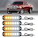 HLauto 406T Emergency Strobe Grille Lights 4Pcs 6 LED Sync Feature Safety Warning Flashing Light 12V24V Ultra Slim Surface Mount Hazard Caution Light for Truck Vehicle Car ATV UTV Amber White - Image 2