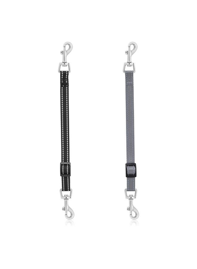 COBEE Dog Collar Clips, 2 Pcs Reflective Nylon Prong Collar, Backup Collar, Safety Adjustable Pet Dog Collar Harness Connector, Double Ended Backup Clasp Clip for Dog Puppies(Black, Gray) - Image 1