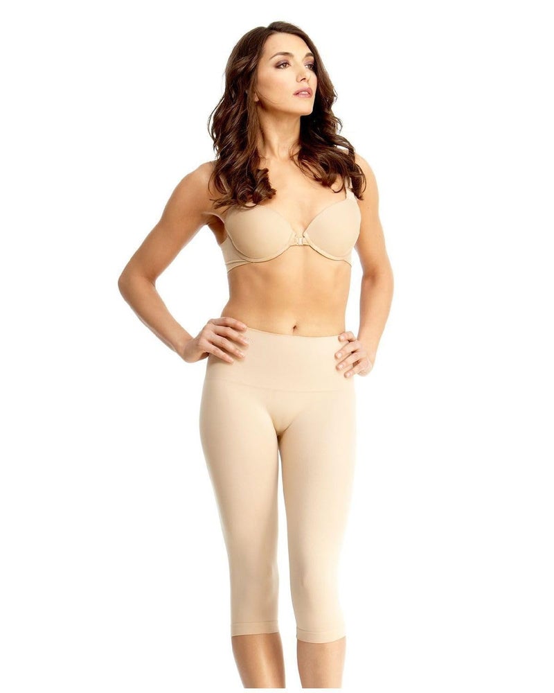 SlimMe Double Agent High Waist Shaping Capris - SlimMe by MeMoi - Versatile Leggings ,Nude,Small - Image 1