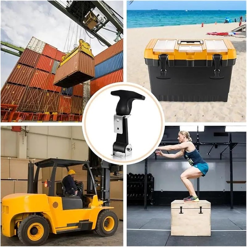 مقبض تي مرن من الفولاذ المقاوم للصدأ مع قفل هوك ومرابط، 4 قطع - Image 3