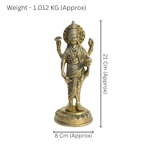 TREEMAISON Brass Dhanvantri Statue/Idol for Vastu Shastra and Feng Shui Remedies for Home Decor Statue/SHOWPEICE Product Decorative Items/VASTU Remedy, 7 x 7 Cm - Image 2