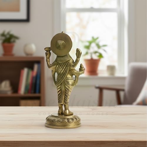 TREEMAISON Brass Dhanvantri Statue/Idol for Vastu Shastra and Feng Shui Remedies for Home Decor Statue/SHOWPEICE Product Decorative Items/VASTU Remedy, 7 x 7 Cm - Image 5