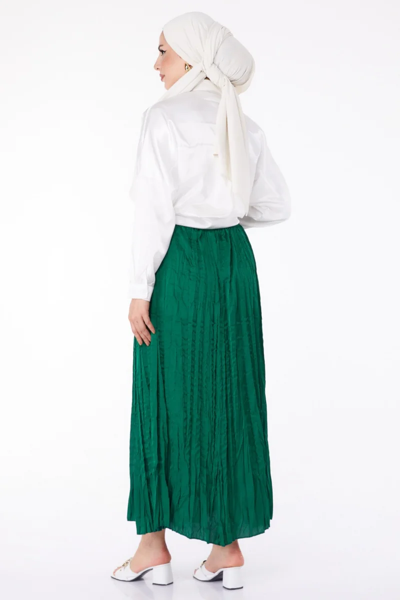 Tofisa Plain Mid Women Green Pleated Skirt - 25679