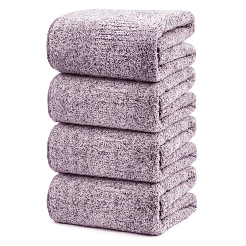 SEISSO Bath Towels 4 Pack Large Bathroom Bamboo Viscose Towels 35 x 63 Plush Soft Bath Towel for Shower Extra Absorbent Jumbo Bath Sheet Multipurpose Use as Sports Travel Fitness Yoga Purple - Image 2