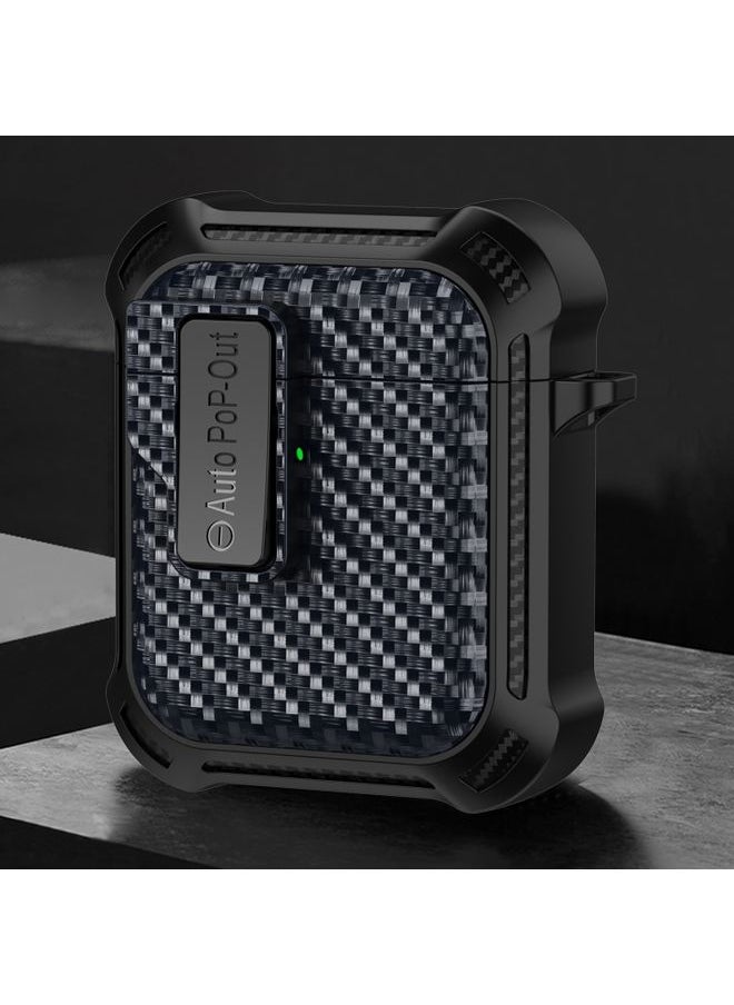 Generic Case Cover For AirPods 2 / 1 Alpha Carbon Fiber Wireless Bluetooth Earphone Protective Case Royal Blue 