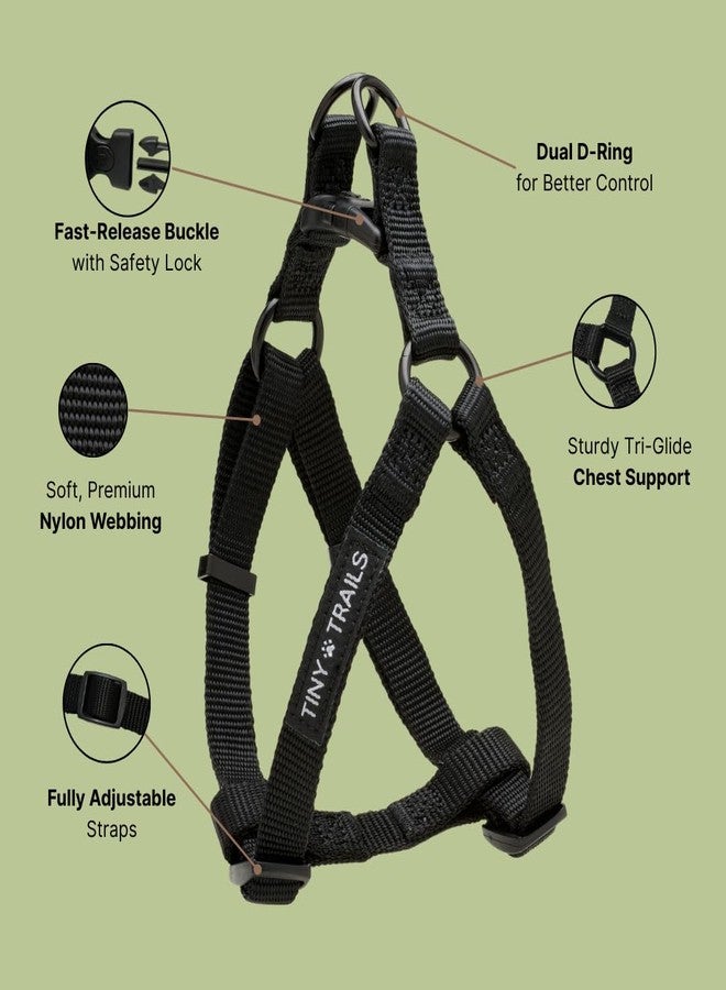 Tiny Trails Step-in Dog Harness for Medium Sized Breeds – Adjustable No-Pull Soft Vest, Secure, Lightweight & Comfortable Premium Nylon, Black (Medium – 18"-26" Chest Girth) - Image 3