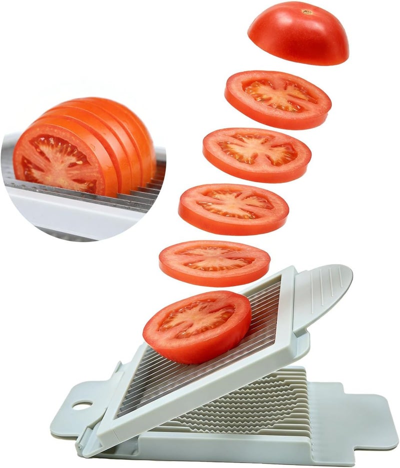 PCTC Tomato Slicer, Stainless steel tomato slicer, Vegetable Slicer,15 Sharp Blades Tomato Slicer Tool, Easy Grip Handle Lightnweight Kitchen Tool, Time-Saving Tomato Cutter - Image 1