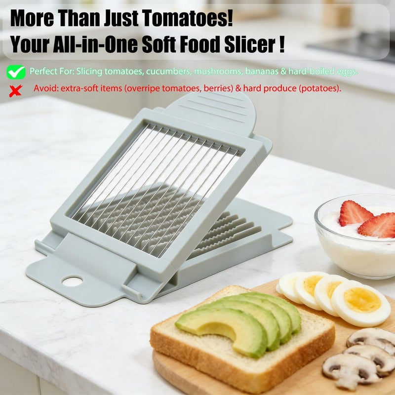 PCTC Tomato Slicer, Stainless steel tomato slicer, Vegetable Slicer,15 Sharp Blades Tomato Slicer Tool, Easy Grip Handle Lightnweight Kitchen Tool, Time-Saving Tomato Cutter - Image 3