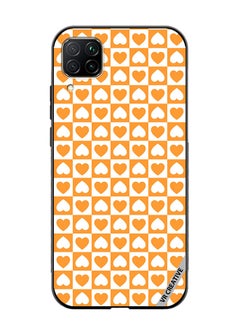 VR CREATIVE Protective Case Cover For Huawei Nova 7i/P40 Lite Seamless Pattern With White And Orange Checkerboard And Hearts Design Multicolour  - Image 1