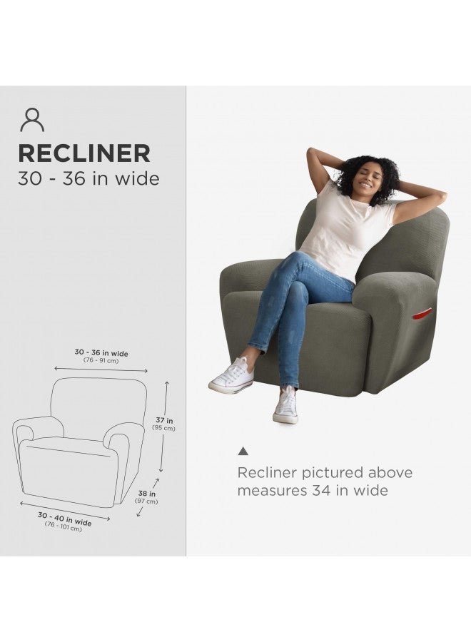 Maytex 4300319 MAYTEX Pixel Ultra Soft Stretch 4 Piece Recliner Arm Chair Furniture Cover Slipcover with Side Pocket, Dusty Olive Green - Image 4