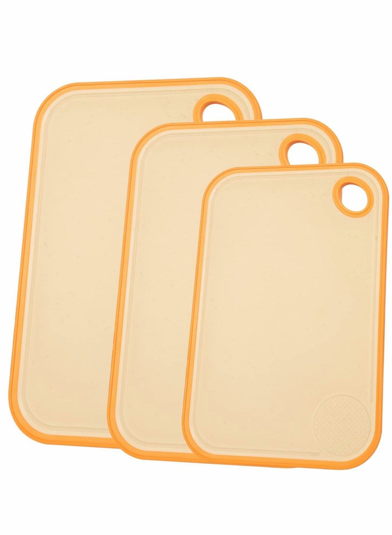 NIBEMINENT Cutting Board for Kitchen(Set of 3), Wheat straw PP material Chopping Boards-BPA Free Mats, Dishwasher Safe, Juice Grooves Non-Slip Design - Image 1