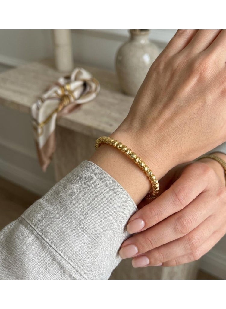 Luxuria Women's stainless steel bracelet, gold color, with an elegant beaded design – a bracelet for girls and women - Image 3
